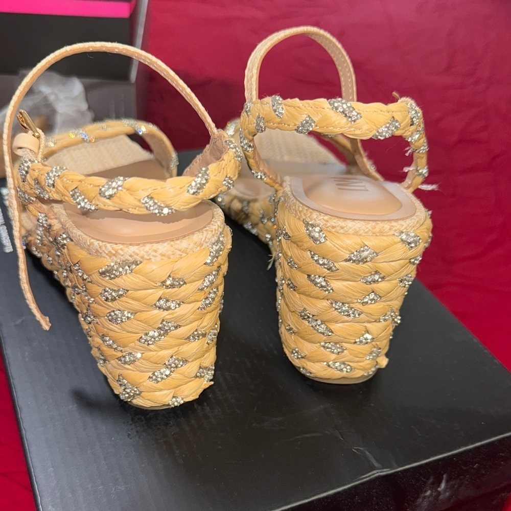 INC International Concepts Tan and Silver Woven Wedges - Picture 10 of 17